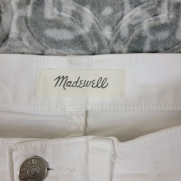 Madewell Jeans Women's 28 White 10" High-Rise Skinny Crop  Button Fly Raw Hem - Picture 8 of 15